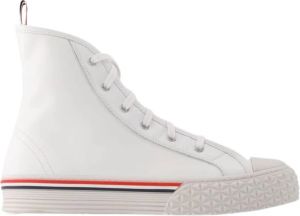 Thom Browne Collegiate high top on tartan tread sole in vitello calf leather Wit