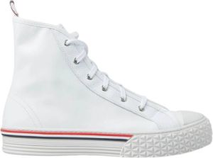 Thom Browne Collegiate high top on tartan tread sole in vitello calf leather Wit