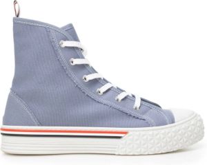 Thom Browne Hoge canvas sneakers met geruite rubberen zool Blauw Heren