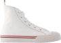 Thom Browne Collegiate high top on tartan tread sole in vitello calf leather Wit Heren - Thumbnail 1