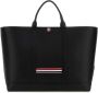 Thom Browne Stijlvolle zwarte leren boodschappentas - Thumbnail 1