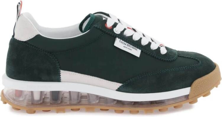 Thom Browne Tech Runner Sneakers met Suede Inzetstukken Green Heren