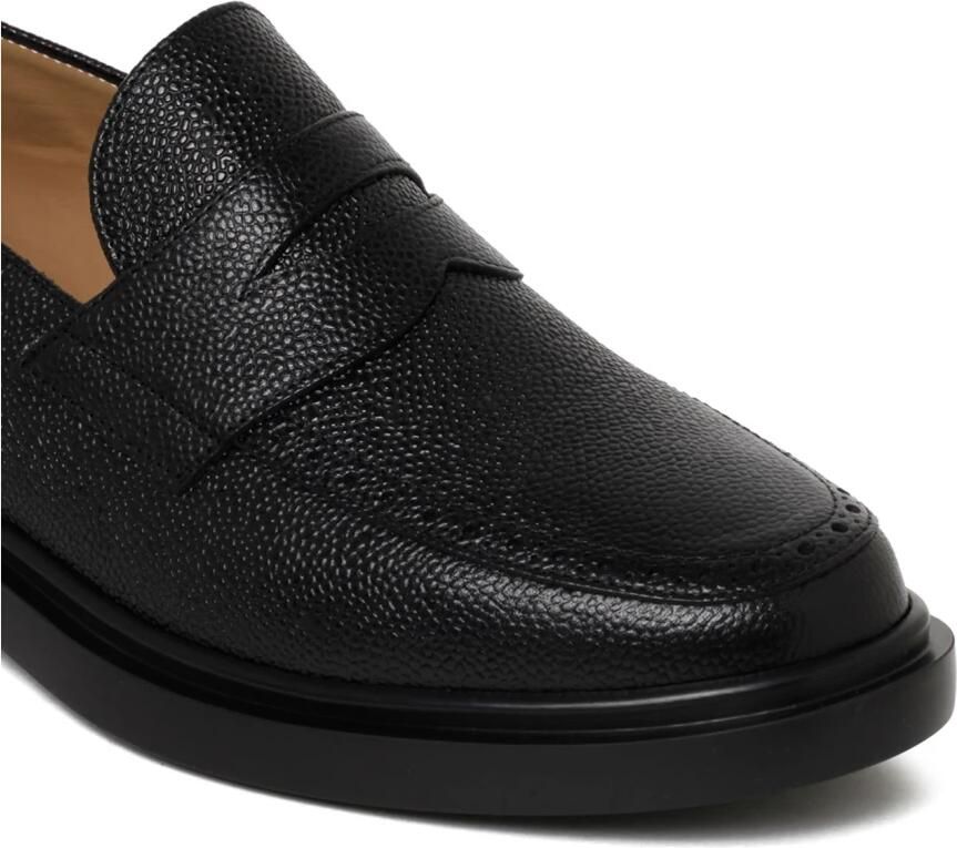 Thom Browne Zwarte Penny Loafer Lichtgewicht Rubberen Zool Black Heren - Foto 2