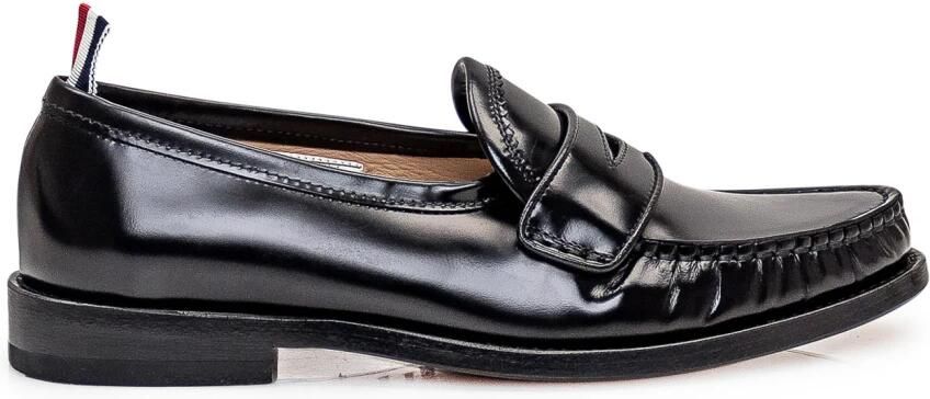 Thom Browne Zwarte Leren Loafers met Slip-On Stijl