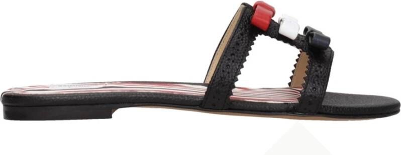 Thom Browne Zwarte leren slippers sandalen