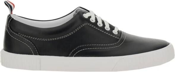 Thom Browne Zwarte Logo Tab Leren Sneakers Black Heren