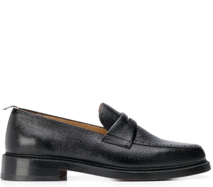 Thom Browne Zwarte Penny Loafers met Brogue Details Black Heren