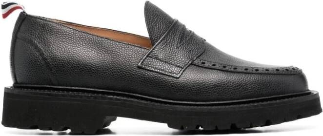 Thom Browne Zwarte Penny Loafers van Pebble Grain Leer Black Dames