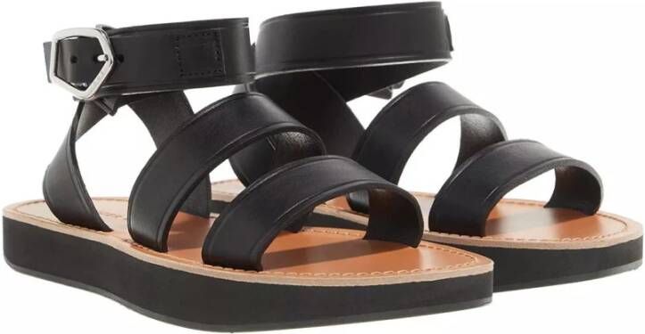 Tiger Of Sweden Zwarte Leren Sandalen met Logo-Embossing Black Dames