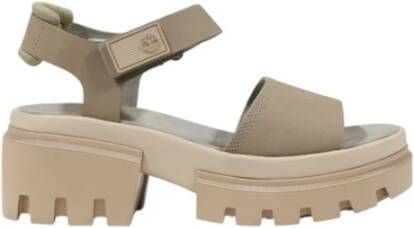 Timberland Beige Leren Gesp Sandalen met Rubberen Zool