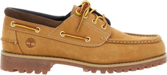 Timberland Beige Leren Loafers met Contrasterende Stiksels