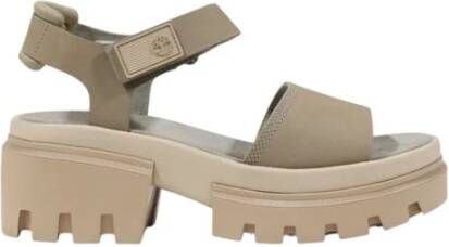 Timberland Beige Leren Gesp Sandalen met Rubberen Zool