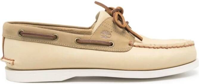 Timberland Beige platte schoenen met amandel teen Beige Heren