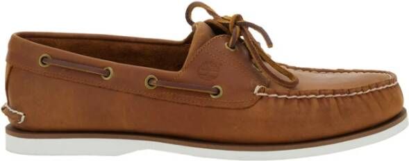 Timberland Bruine leren loafers met strikdetail
