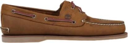Timberland Bruine leren mocassin met rubberen zool