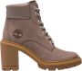 Timberland Beige Leren Enkellaarzen met Rubberen Zool Beige Dames - Thumbnail 4