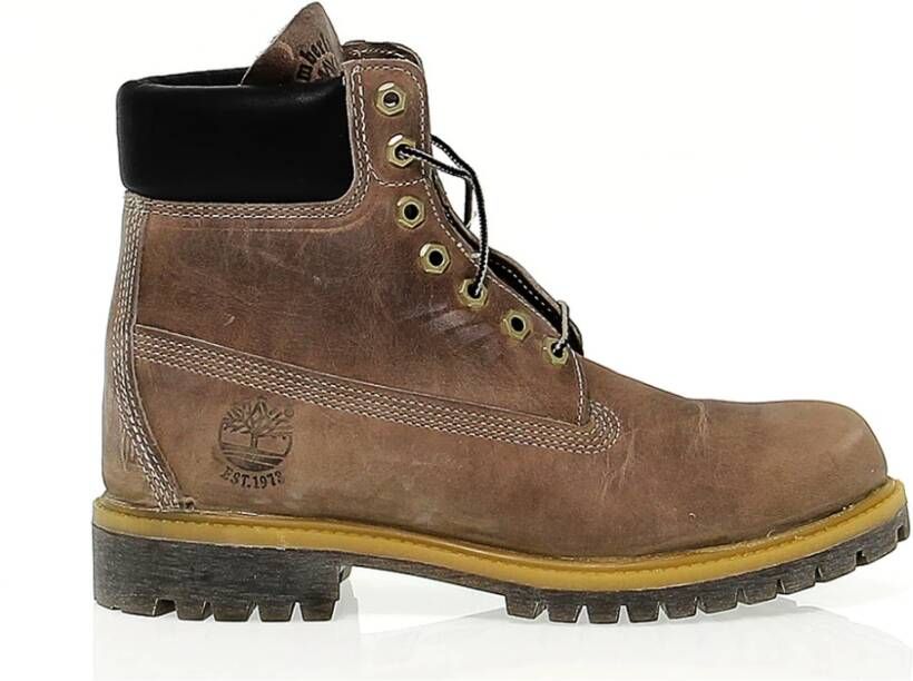 Timberland Grijze Leren Lage Laars voor Heren Grijs Heren