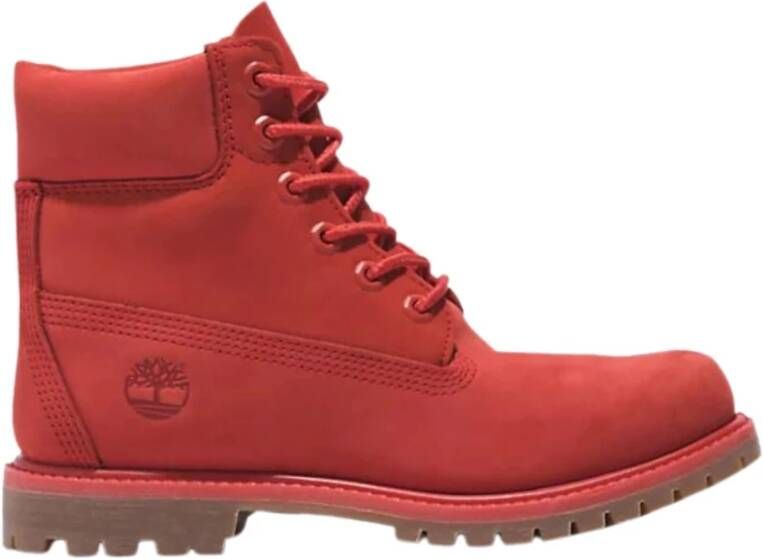 Timberland Trendy Waterdichte Leren Laars Red Dames