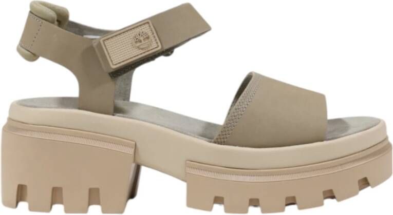 Timberland Beige Leren Gesp Sandalen met Rubberen Zool