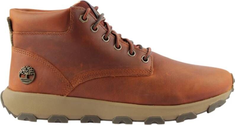 Timberland Oranje Volnerf Leren Schoenen Brown Heren