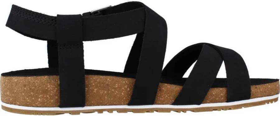 Timberland Stijlvolle Platte Enkel Sandalen Black Dames
