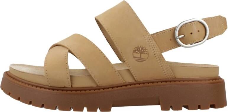 Timberland Stijlvolle Platte Sandalen voor Vrouwen Brown Dames