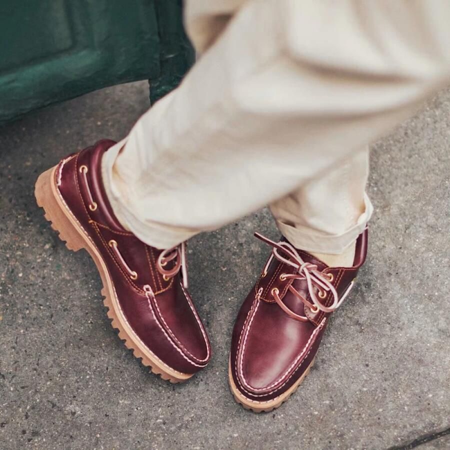 Timberland Authentic 3-Eye Lug Handsewn boat shoe​ Rood- Heren Rood - Foto 7