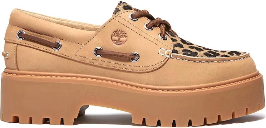 Timberland Bootschoen met plateauzool van nubuck en leer met dierenprint