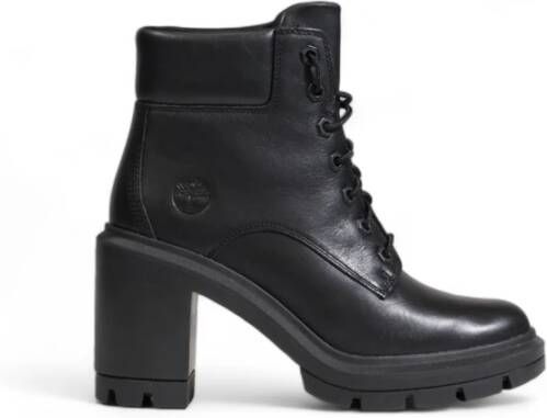 Timberland Zwarte leren enkellaarsjes met veters