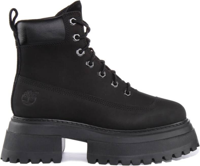Timberland Zwarte Platform Veterschoenen Black Dames