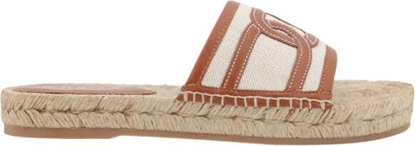 Tod's Beige Canvas en Leren Sandalen