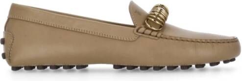Tod's Beige Leren Loafers met Metalen Details