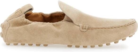 TOD'S Beige Leren Schoenen met Treklipje Beige Dames