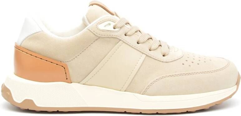 TOD'S Beige Nabuk Sneakers met Rubberen Zool Beige Heren