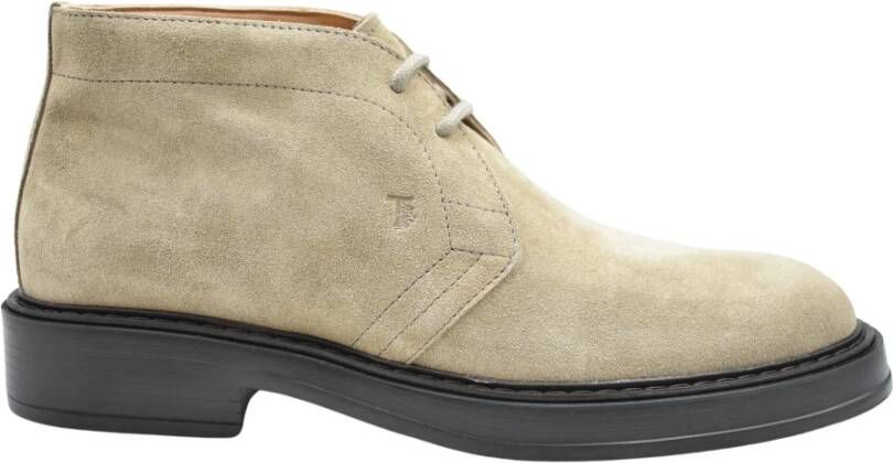 TOD'S Beige Platte Schoenen Polacco Extralight 61K in Beige Suède Beige Heren