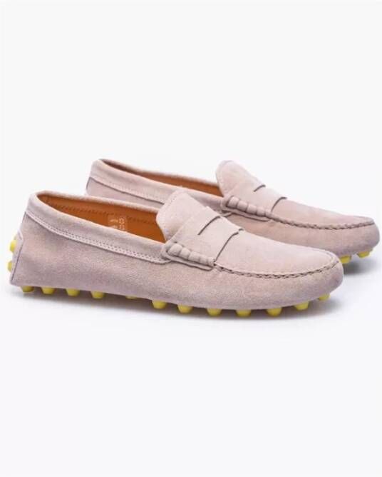 TOD'S Beige Rosé Croûte de Cuir Loafers voor Dames Pink Dames