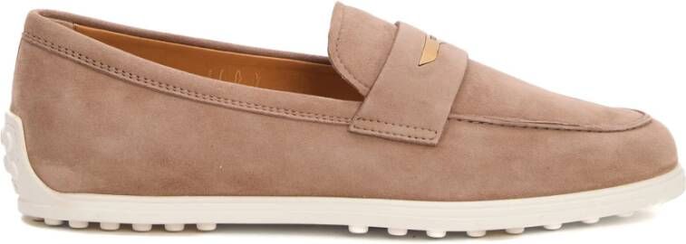 Tod's Beige Rubberen Zool Mocassin