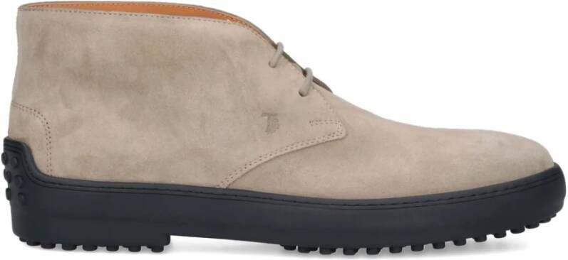 Tod's Beige Suède Desert Boots Vetersluiting