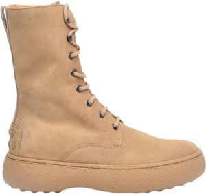 TOD'S Beige Suède Enkellaars met Zijrits Beige Dames