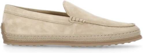 Tod's Beige Suède Loafer met Logo Detail