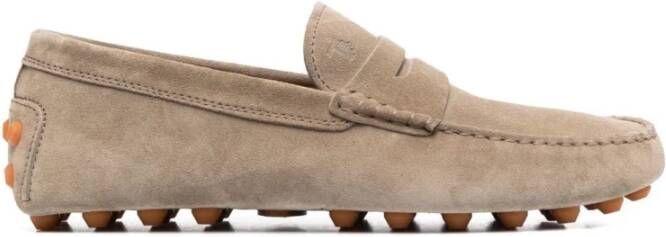 TOD'S Beige Suede Penny-Slot Loafers Beige Heren