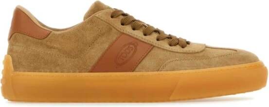 TOD'S Beige Suede Sneakers Brown Heren