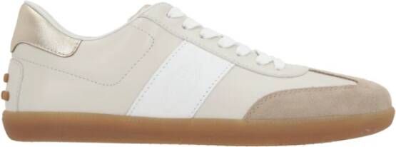 TOD'S Beige Suède Sneakers met Gouden Detail Beige Dames