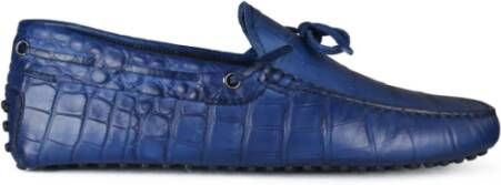 TOD'S Blauwe Krokodillenleren Loafers Blue Heren