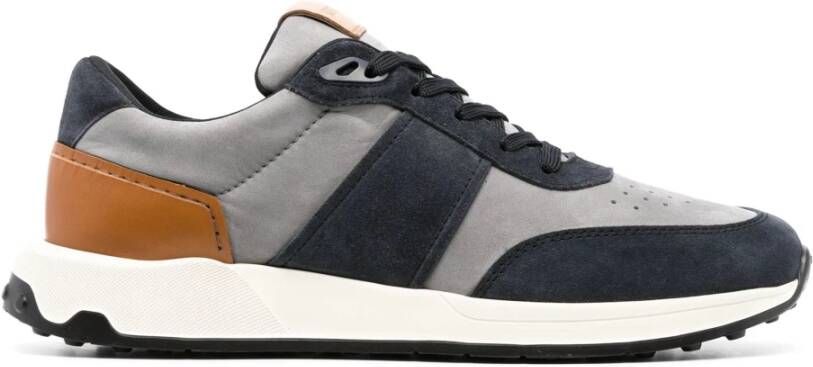 TOD'S Blauwe Leren Gesloten Platte Sneakers Multicolor Heren