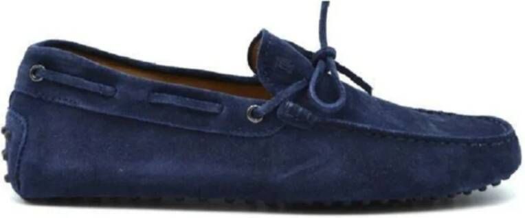 Tod's Blauwe Leren Loafers Elegante Strik Detail