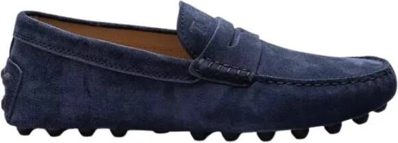 TOD'S Blauwe Leren Macro Gommino Loafers Blue Heren