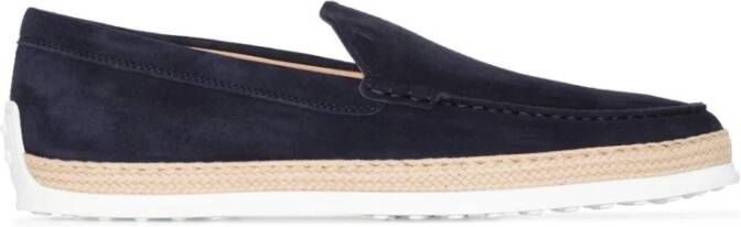 TOD'S Blauwe Leren Suède Espadrille Instappers Blue Heren