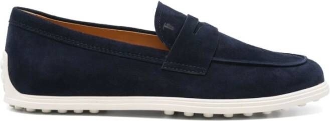Tod's Blauwe platte Oxford-schoenen met Penny Slot
