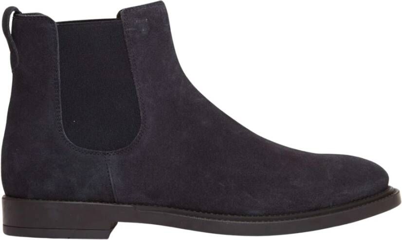 TOD'S Blauwe Suède Chelsea Boots met Elastiek Blue Heren